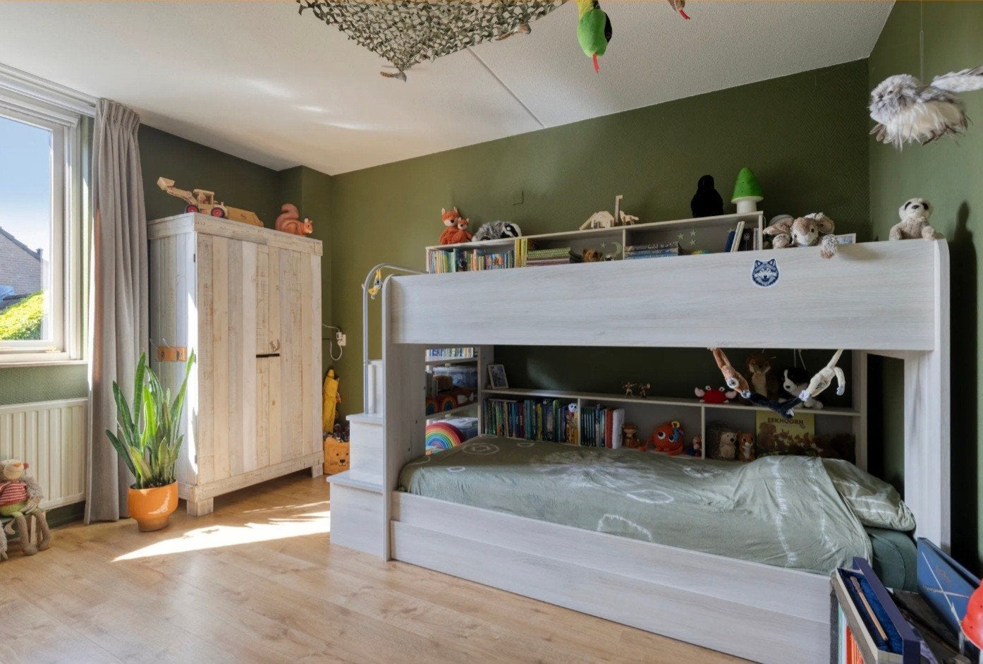 Mooi stapelbed met opbergmogelijkheden en lade, Ophalen, Zo goed als nieuw, Stapelbed