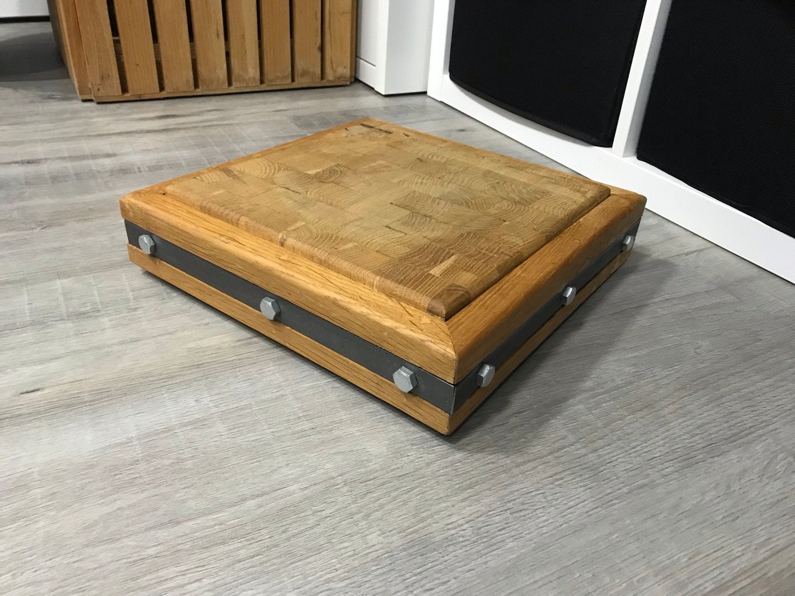 Eiken hak/sierblok 29x29x6 met stalen band, Huis en Inrichting, Ophalen, Nieuw