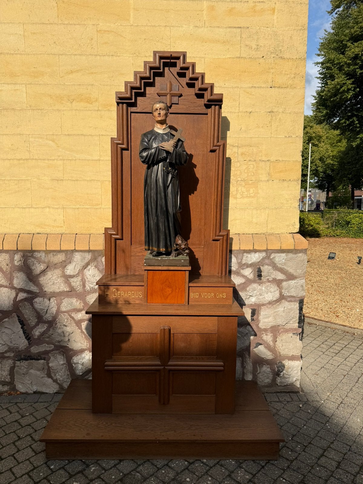 Jaren 30 altaar met kerkbeeld heilige gerardus, Antiek en Kunst, Antiek | Religie, Ophalen