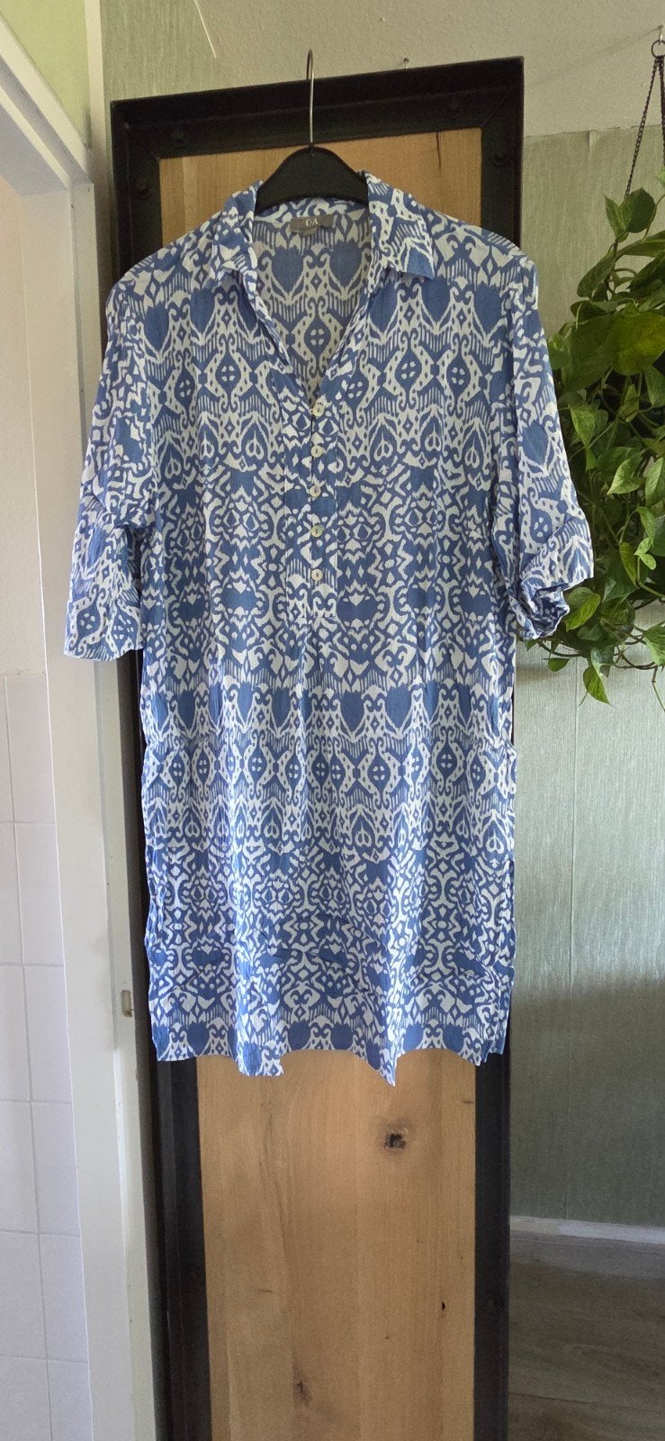C&A tuniek jurk met blauw-wit patroon, maat 46, Kleding | Dames, Ophalen of Verzenden, Zo goed als nieuw, Maat 46/48 (XL) of groter