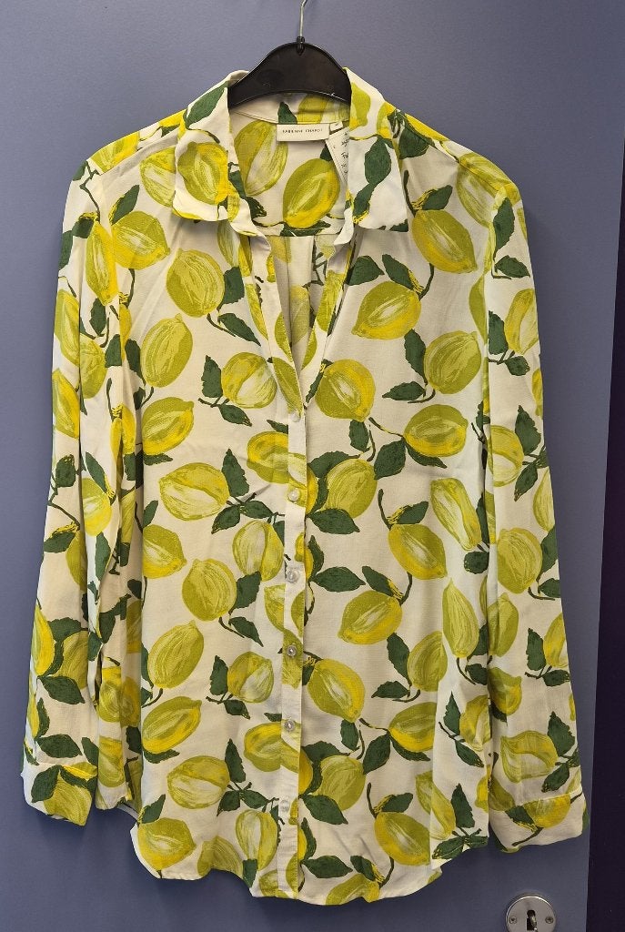 Fabienne Chapot blouse met citroen print – Maat 38 nr 51433, Maat 38/40 (M), ., Geel, Fabienne Chapot