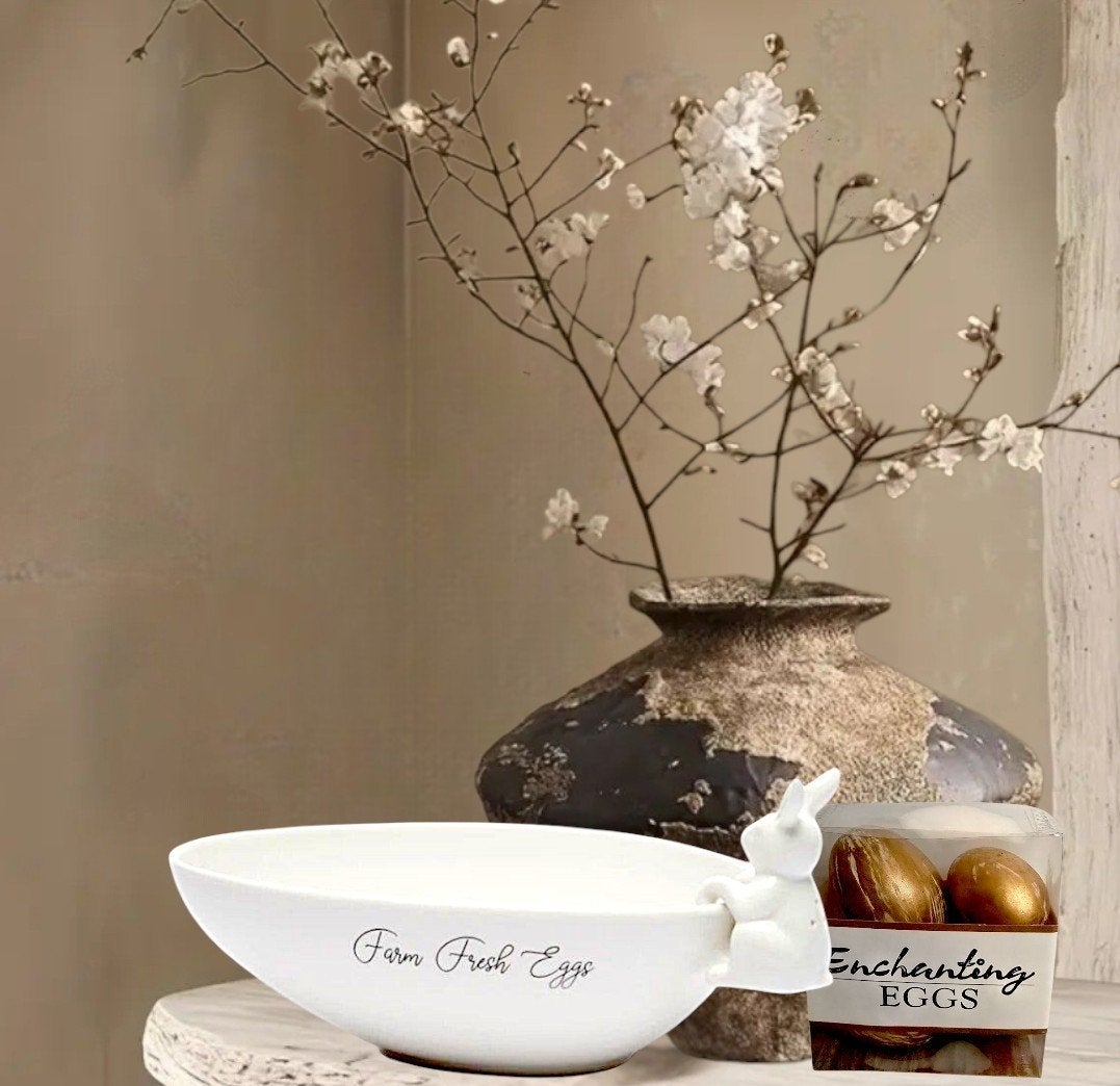 Rivièra maison egg bow  with salt shaker & RM egg, Ophalen of Verzenden, Nieuw, Porselein