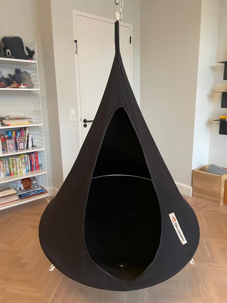 Hangmat Cacoon hangstoel single binnen en buiten zwart, Ophalen of Verzenden, Zo goed als nieuw, Eenpersoons, Binnen