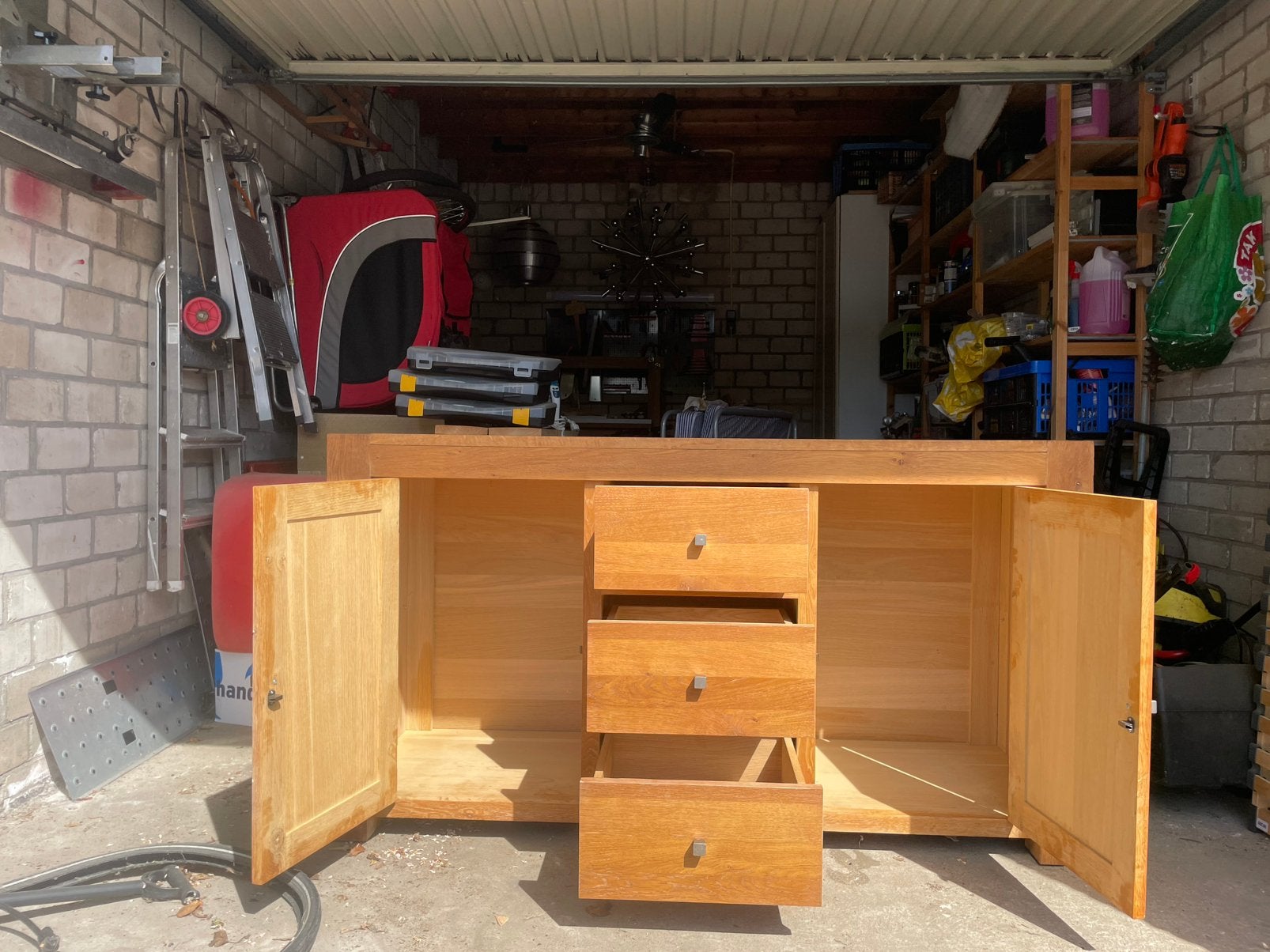 Massief eiken dressoir – Volledig gerestaureerd, Met deur(en), 150 tot 200 cm, Eikenhout, Ophalen of Verzenden