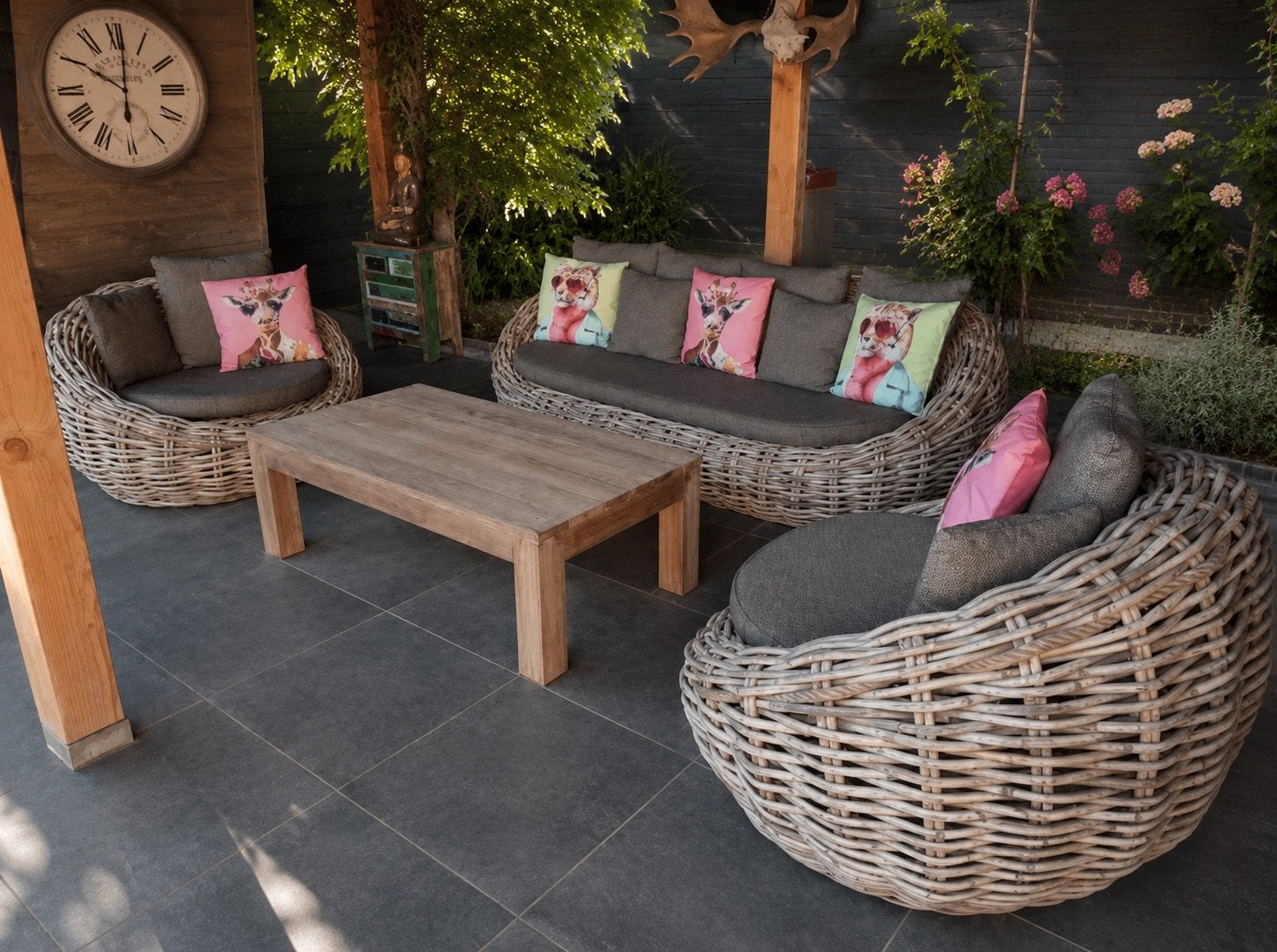COCOON ECHTE ROTAN Loungeset Tuinset Loveaset EXCLUSIEF, 5 zitplaatsen, Bank, Rotan, Ophalen of Verzenden
