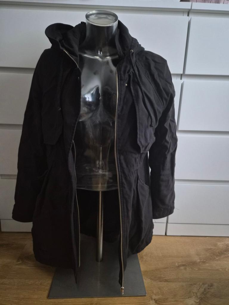 Zwarte Redial Parka Jas, tussenjas met capuchon, maat S, Redial, Zwart, Ophalen of Verzenden, Zo goed als nieuw