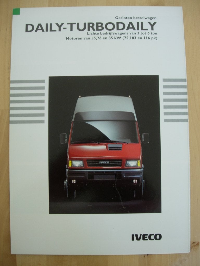 Iveco Daily / TurboDaily 1993 Brochure Gesloten bestelwagen, Iveco, Ophalen of Verzenden, Zo goed als nieuw, Overige merken