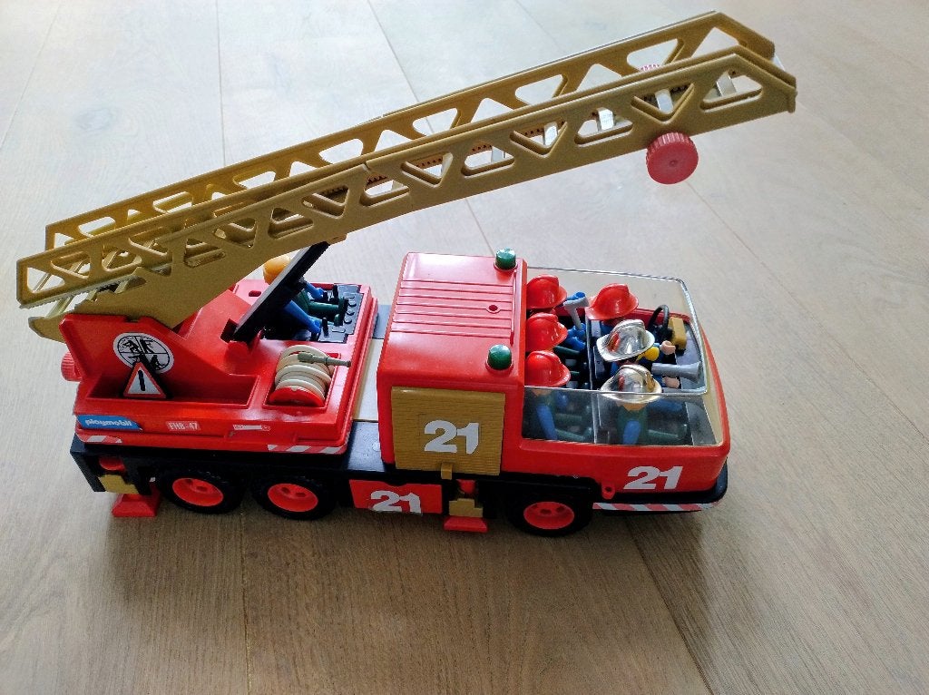 Vintage Playmobil set brandweerwagen / brandweerauto, Ophalen, Gebruikt