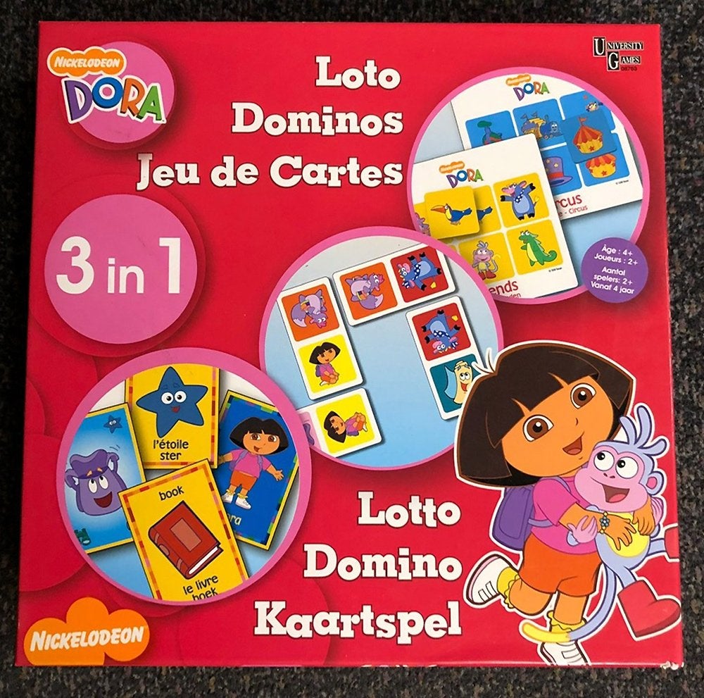 Dora - 3 in 1 Lotto Domino Kaartspel - Grote doos! Compleet, Ophalen of Verzenden, Nieuw, Taal en Lezen