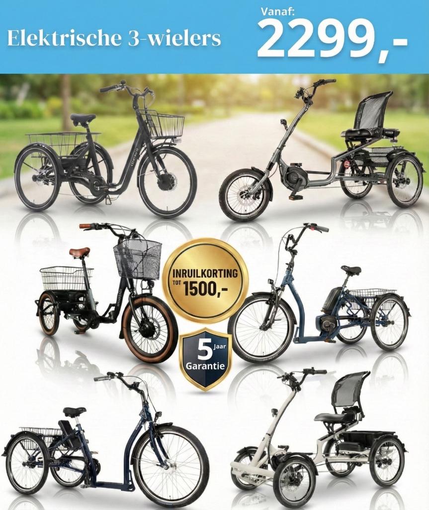 Elektrische driewieler driewielfiets senioren balansfiets