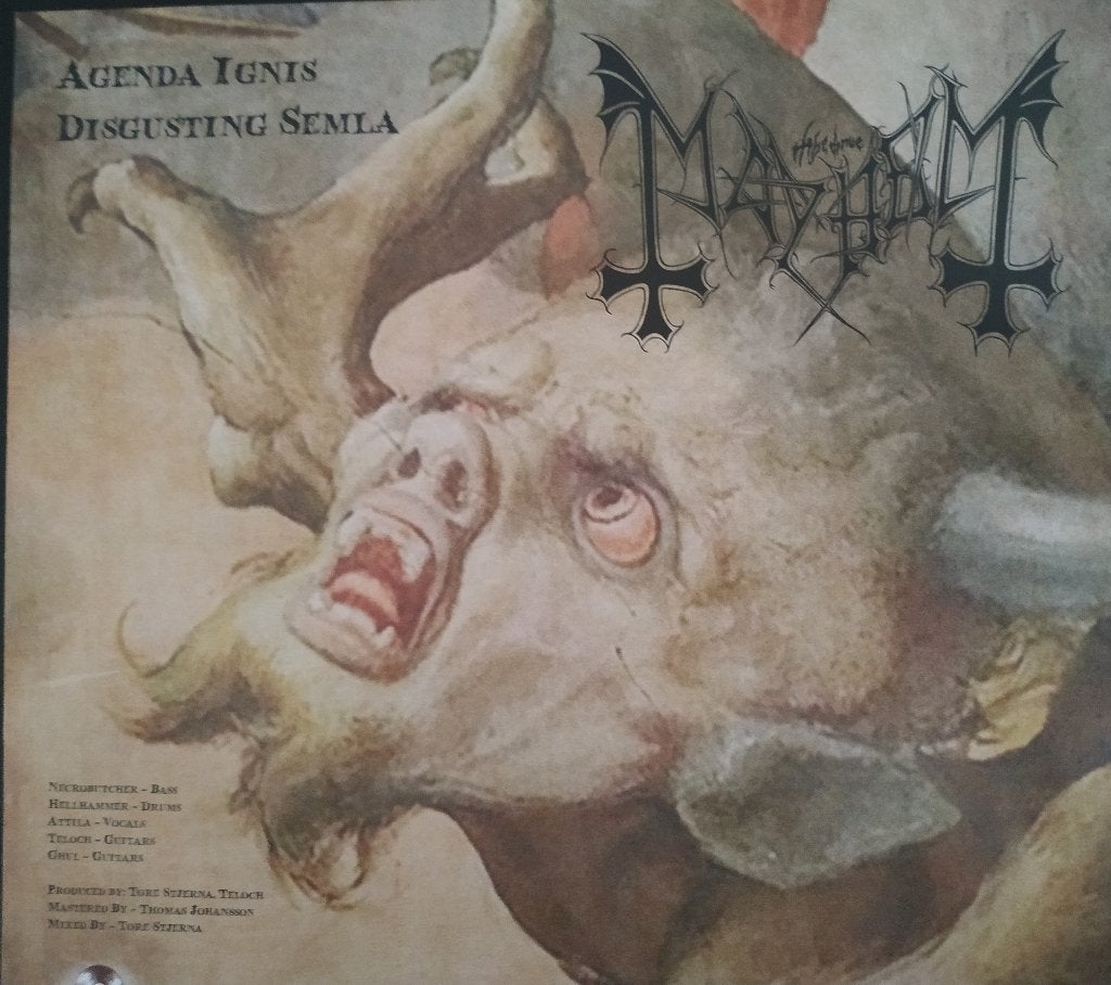 MAYHEM - Agenda Ignis / Disgusting Semla (7" Shape Vinyl), 7 inch, Ophalen of Verzenden, Limited edition, Black metal