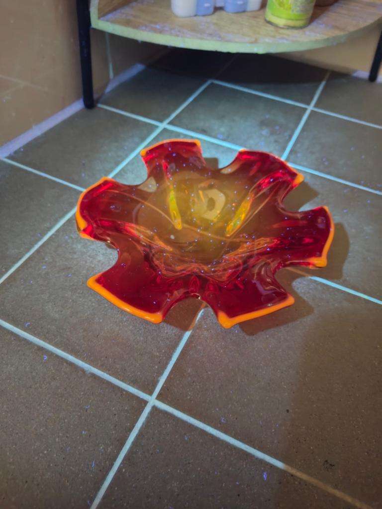 Vintage Cadmium Glas Schaaltje - Oranje/Rood, Ophalen of Verzenden