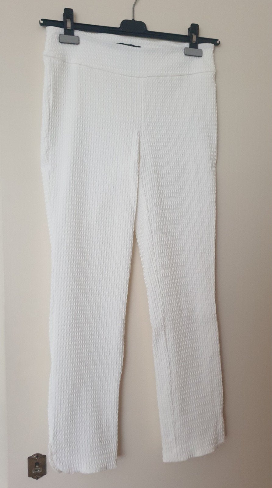 Witte wafelstof broek maat 36 - Zo goed als nieuw, Wit, Ophalen of Verzenden, Zo goed als nieuw, Driekwart