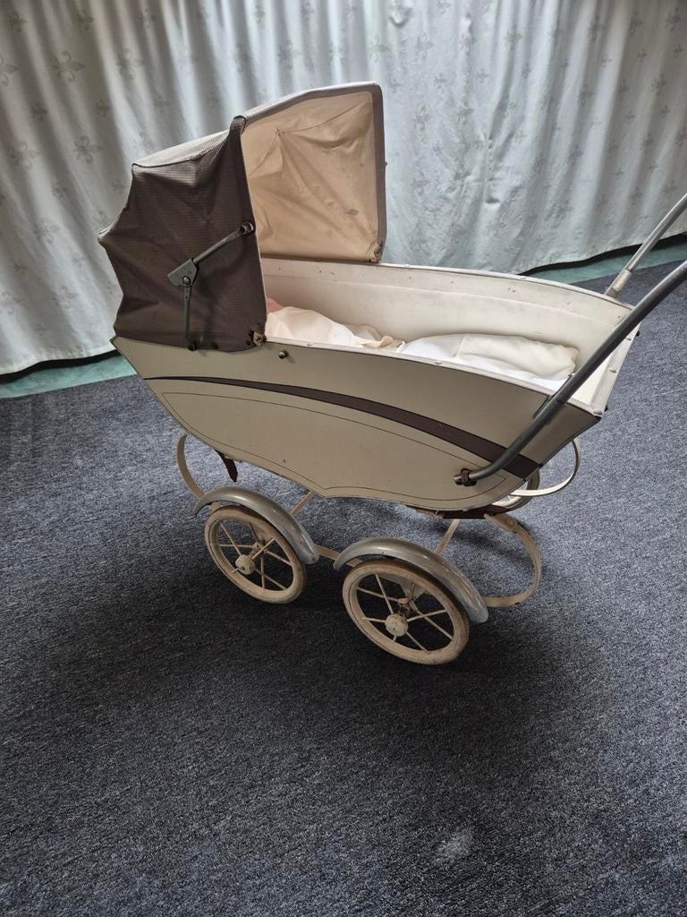 Vintage Poppenwagen Jaren '60 - Crème/Bruin, Ophalen, Gebruikt, Overige typen