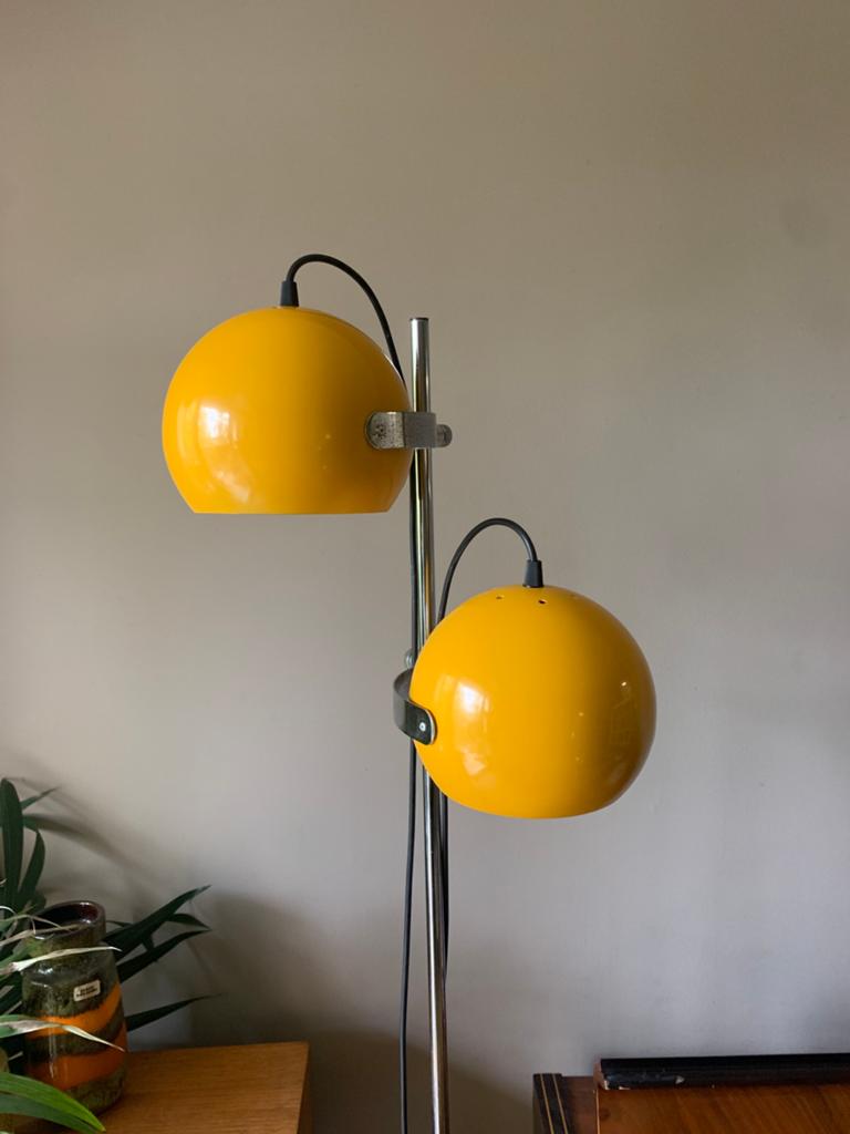 Vintage herda bollenlamp geel, Ophalen of Verzenden, Zo goed als nieuw, Metaal, 150 tot 200 cm