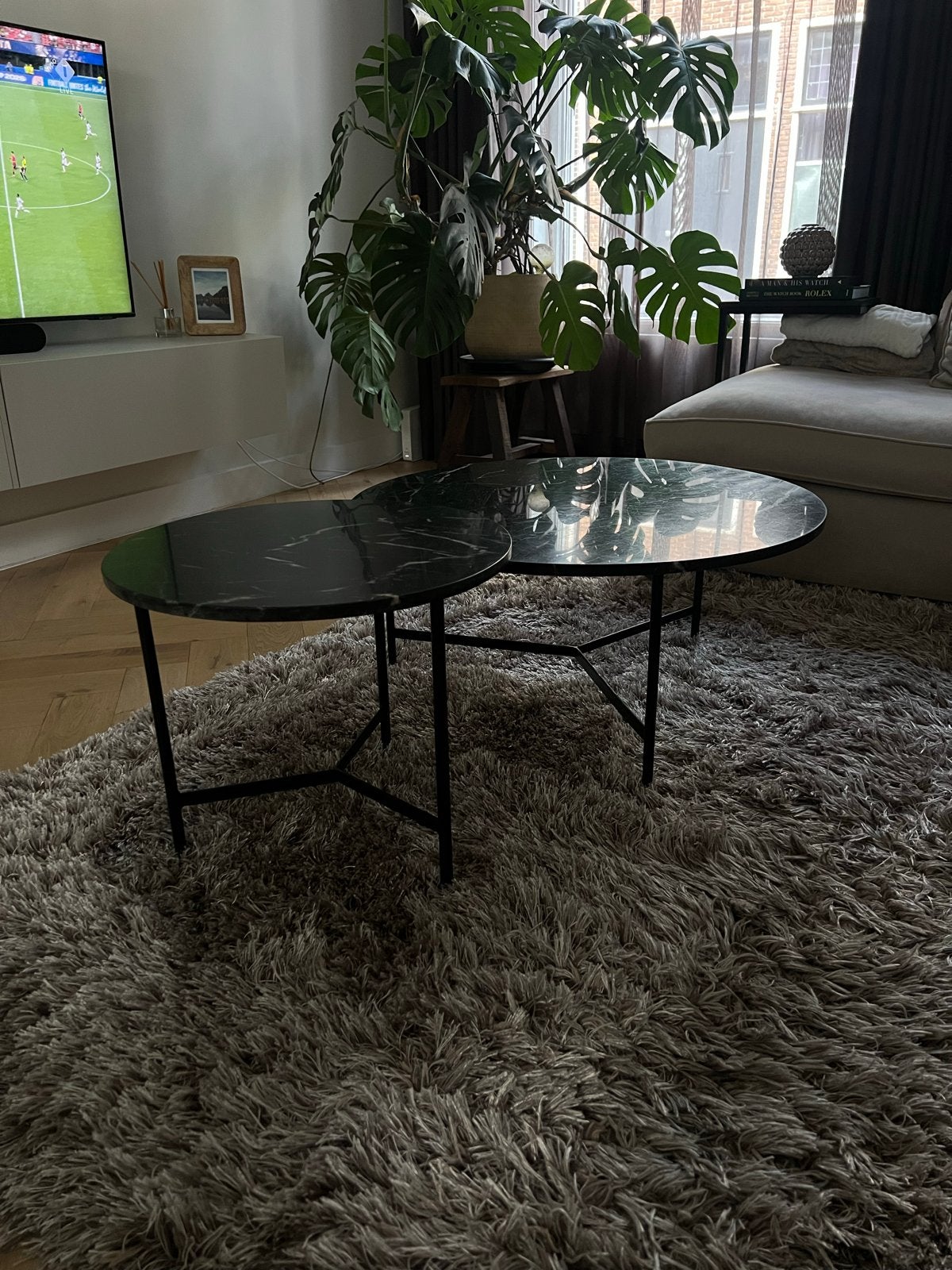 Set van 2 marmeren salontafels - perfecte staat, Ophalen, Overige materialen, Rond, 50 tot 100 cm