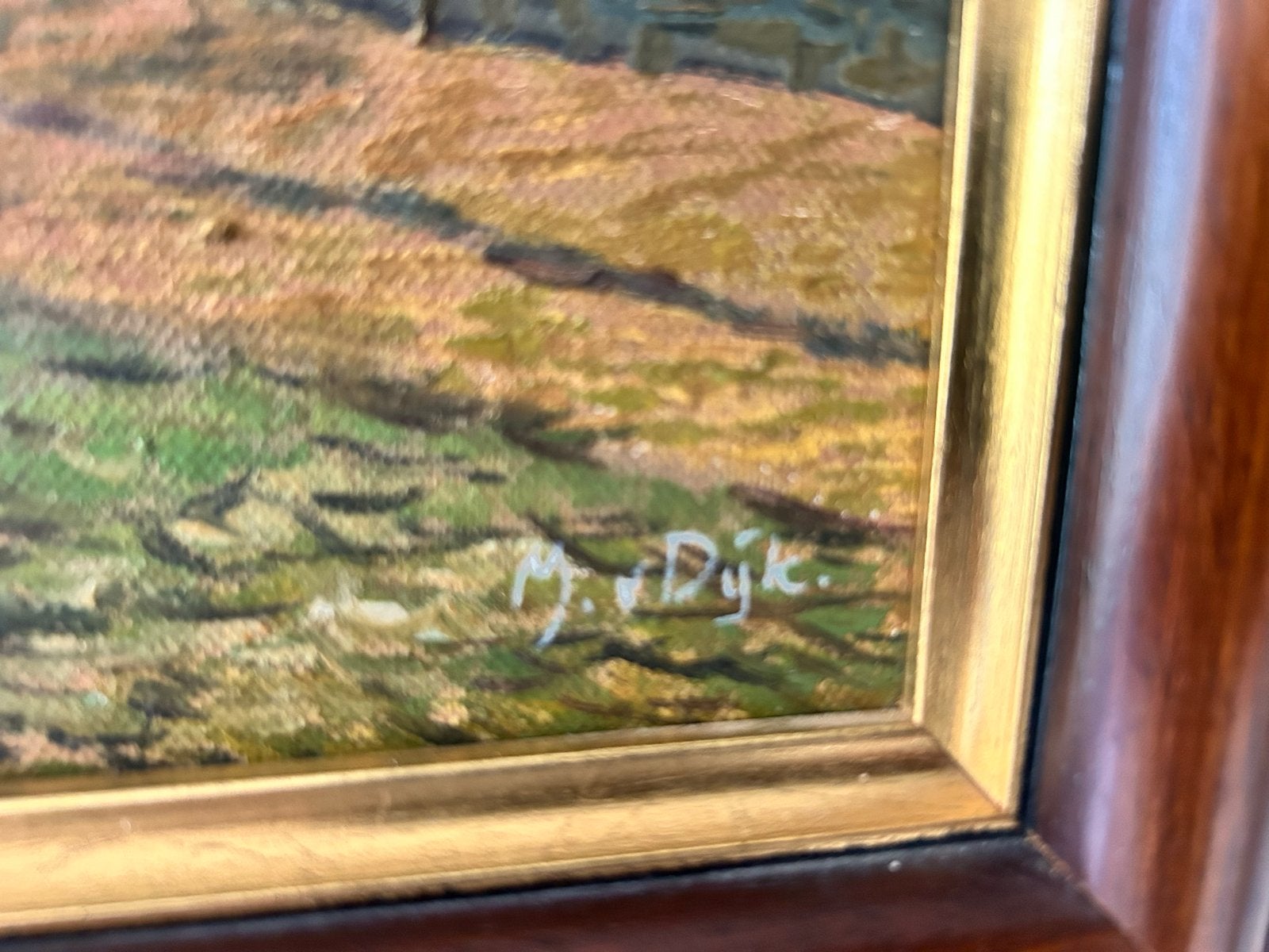 Schilderij Stadsgezicht gesigneerd M. van Dijk, Antiek en Kunst, Ophalen, Doek, Realistisch, Gesigneerd
