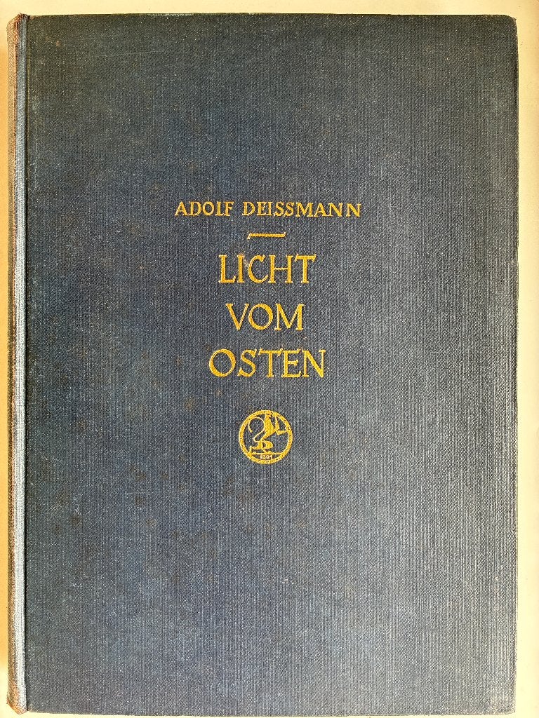 Licht vom osten(1923), Ophalen of Verzenden, Deissmann, Adolf