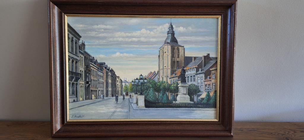 Oude Boschstraat te Maastricht, Antiek en Kunst, Kunst | Schilderijen | Klassiek, Ophalen