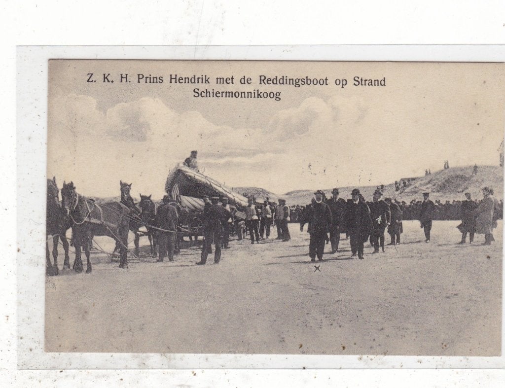 Schiermonnikoog-Prins Hendrik met de Reddingsboot 1912, Ophalen of Verzenden, Voor 1920, Gelopen, Waddeneilanden