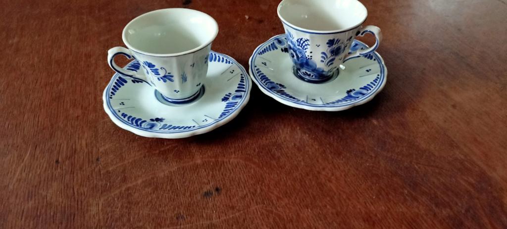 Set van 2 Delfts Blauwe kop en schotels, Ophalen of Verzenden