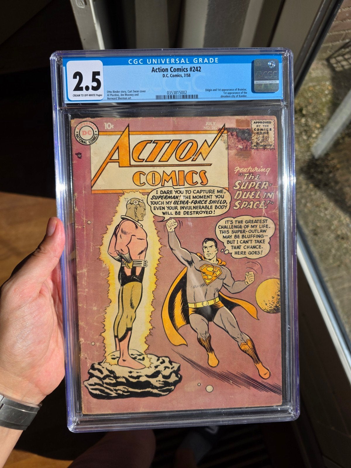 Action Comics #242 CGC 2.5 - 1e verschijning Brainiac, Boeken, Eén stripboek, Ophalen of Verzenden, Gelezen
