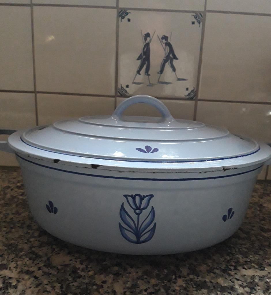 Dru Holland Blue Tulip gietijzeren braadpan, Ophalen, Gebruikt, Gietijzer, Koekenpan of Braadpan