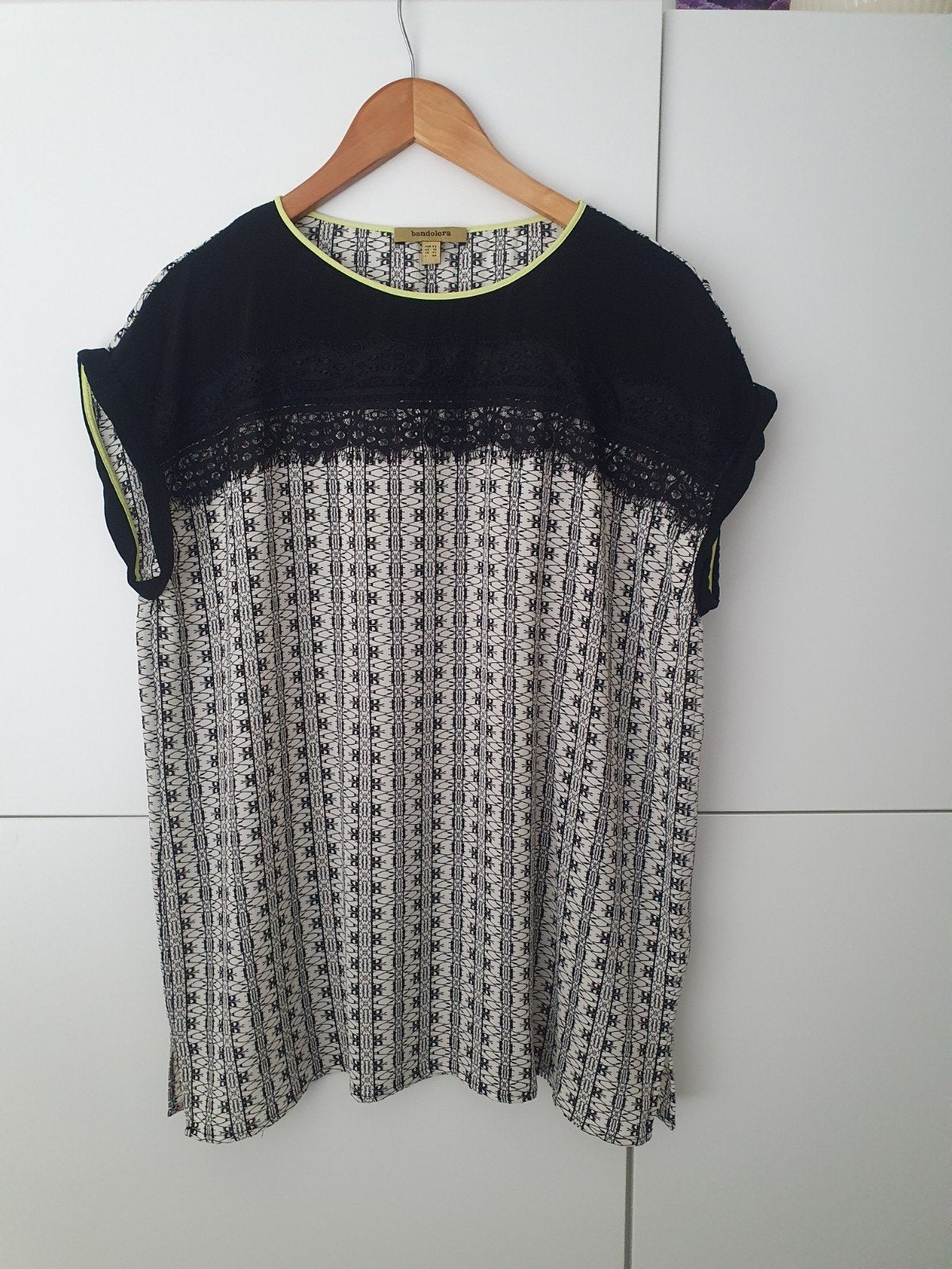 Bandolera tuniek/jurk met kant en print, maat 44, Zwart, Maat 42/44 (L), Ophalen of Verzenden, Korte mouw