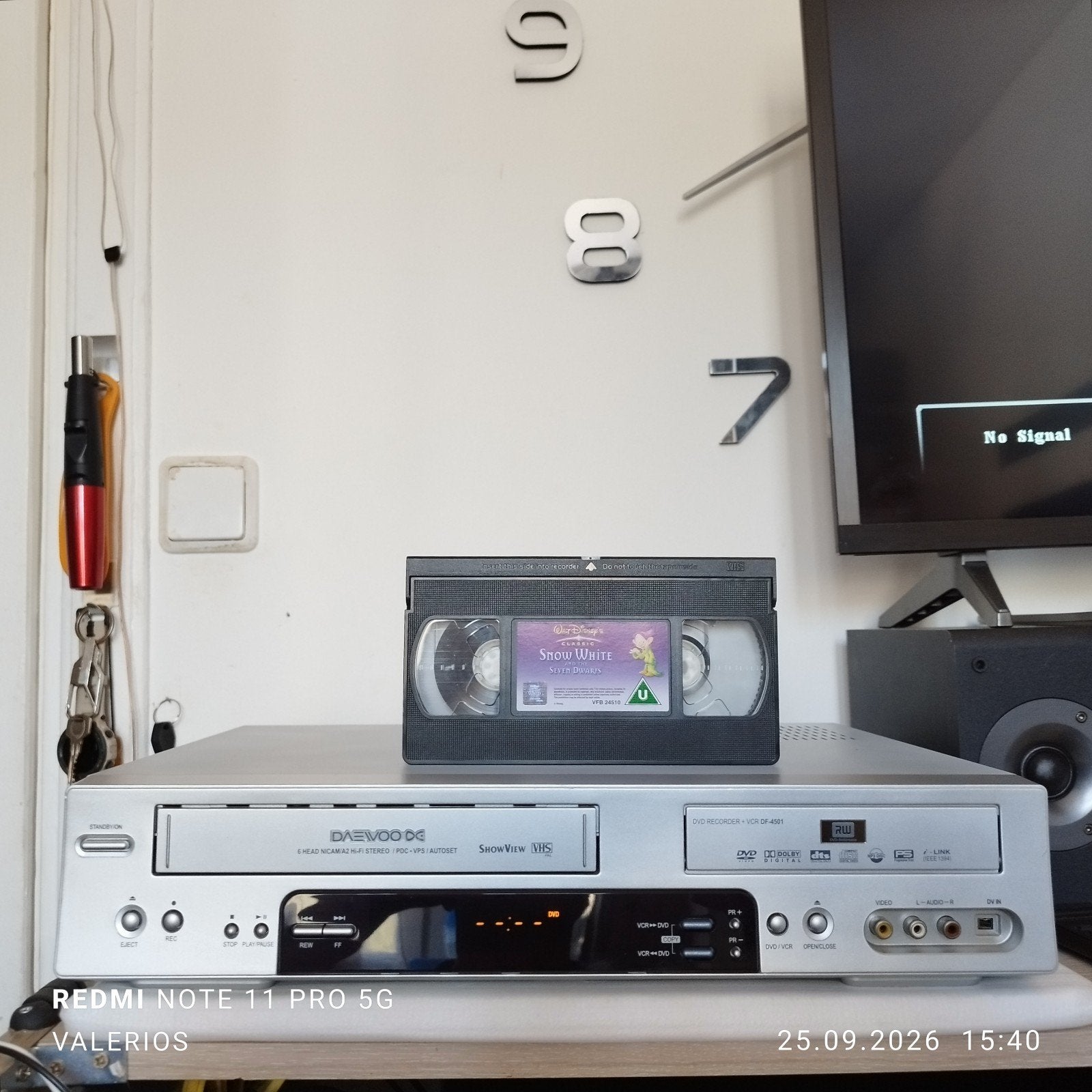 Daewoo DF-4501 DVD Recorder + VCR Combo - Zilver, Ophalen of Verzenden, Zo goed als nieuw, VHS-speler of -recorder