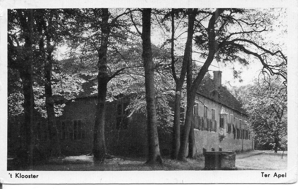 Oude Ansichtkaart 't Klooster Ter Apel (1956), Verzamelen, Ophalen of Verzenden, 1940 tot 1960, Gelopen, Groningen