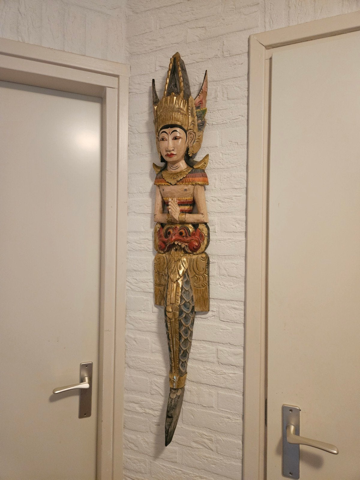 Indonesisch houten wandbeeld, Ophalen, Hout, Handgemaakt, 110 cm