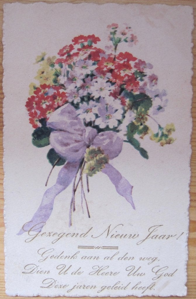 Gezegend Nieuw Jaar - ansichtkaart uit 1921 met spreuk, Ophalen of Verzenden, 1920 tot 1940, Gelopen, Overige thema's