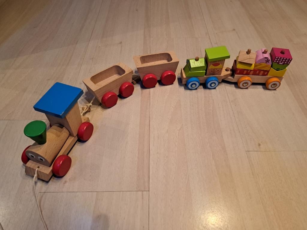Houten treintjes, Ophalen, Gebruikt, Duw- of Trekspeelgoed