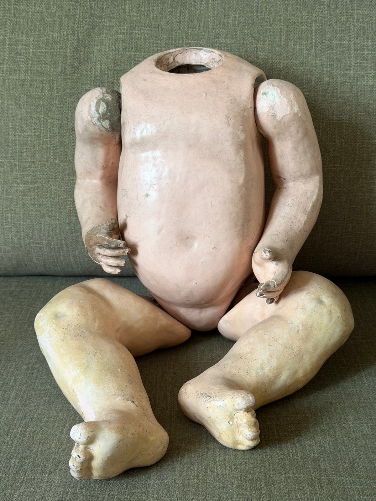 Brocante oude pop papier mache, Antiek en Kunst, Ophalen of Verzenden