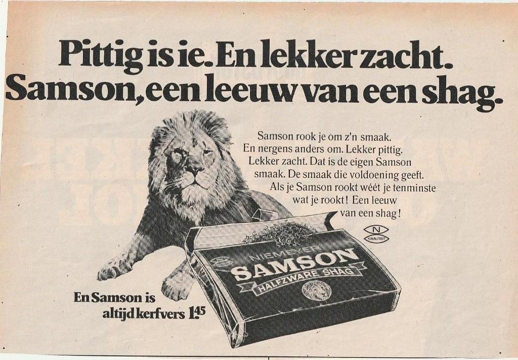 Retro reclame 1974 Niemeyer Samson shag altijd kerfvers, Verzamelen, Retro, Overige typen, Verzenden