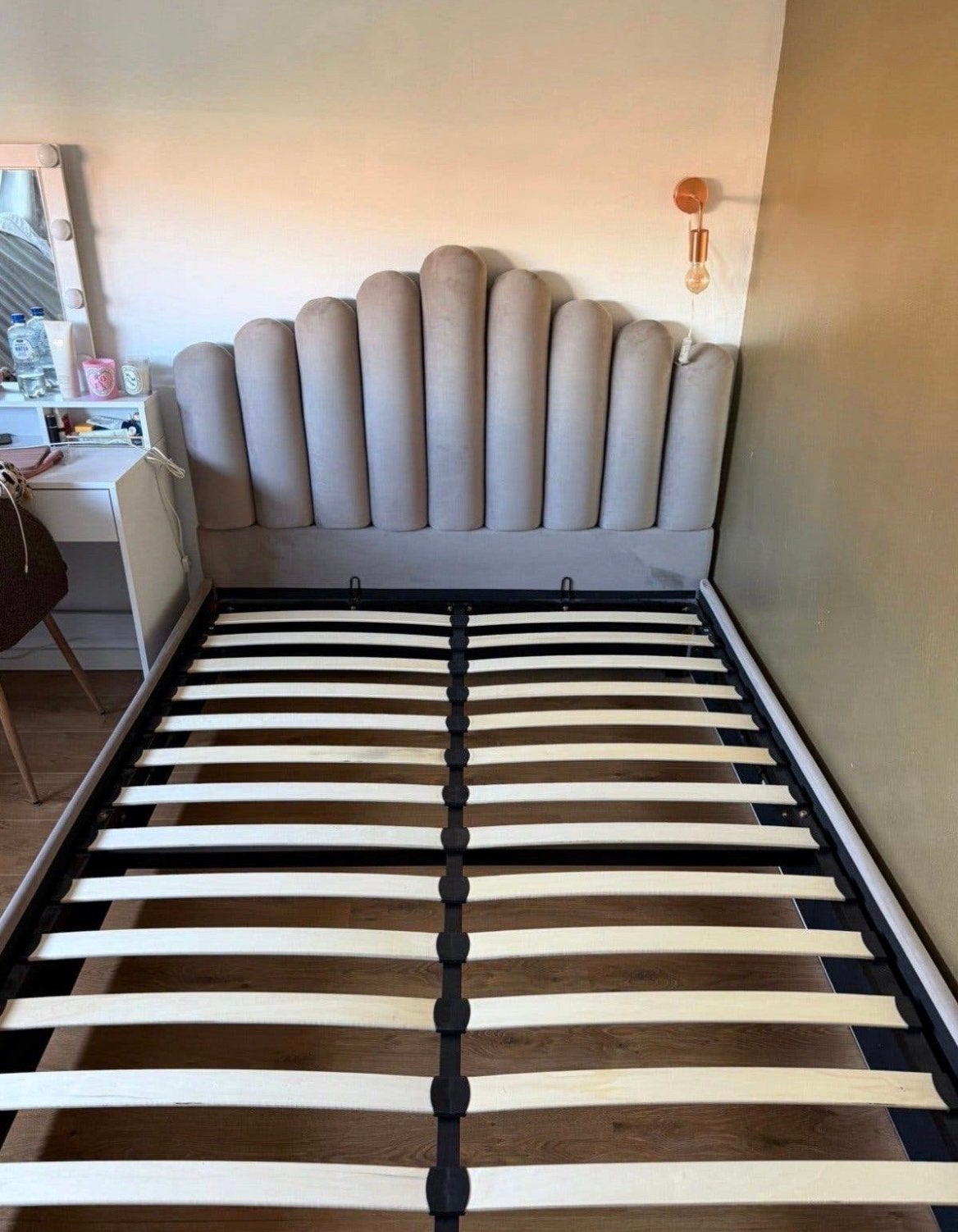 Velvet bed afm 140x200 ZGAN, Ophalen, Verstelbaar, Bruin, Tweepersoons