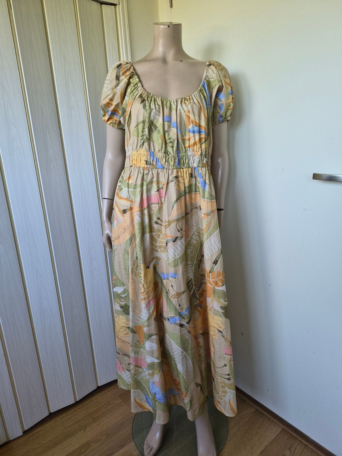 H&M zomerjurk katoen bananen plant print lang maat XL/42, Kleding | Dames, Jurken, H&M, Meerkleurig, Maat 42/44 (L), Ophalen of Verzenden