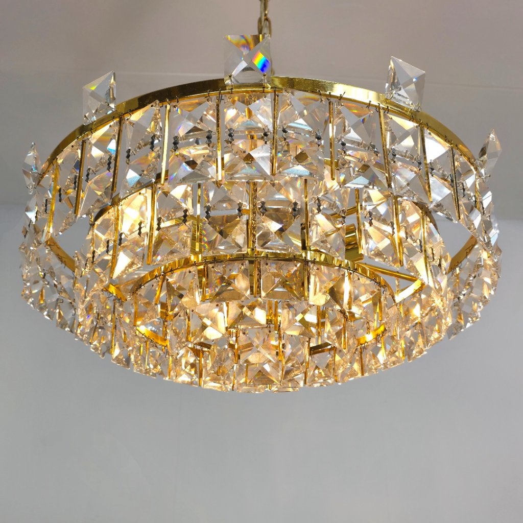 Palwa mid century stijlvolle kroonluchter jaren 70, Ophalen of Verzenden, Zo goed als nieuw, Glas, E14 (klein)