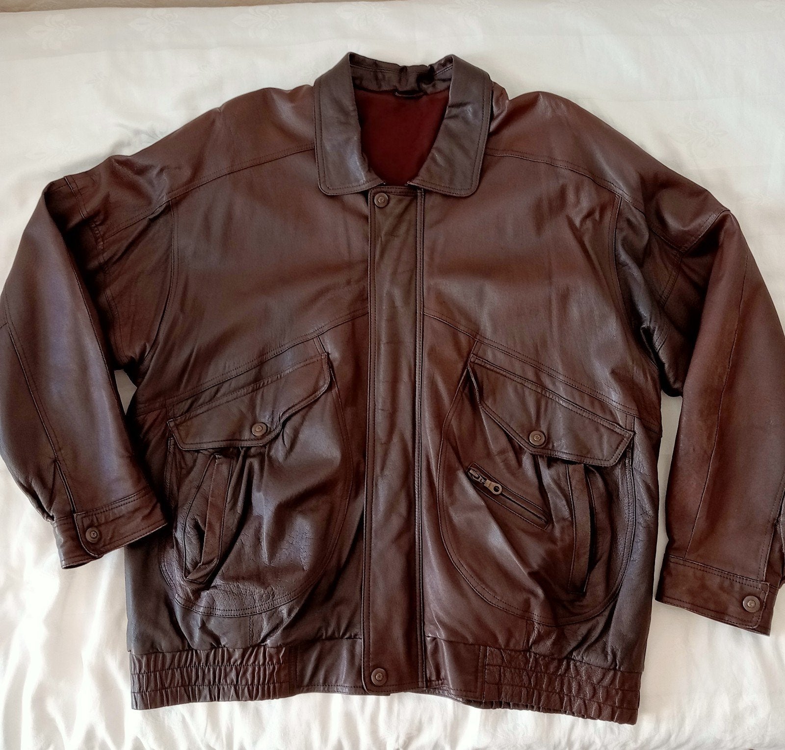 Leren heren jas vintage maat 54, Kleding | Heren, Ophalen of Verzenden, Maat 52/54 (L), Bruin
