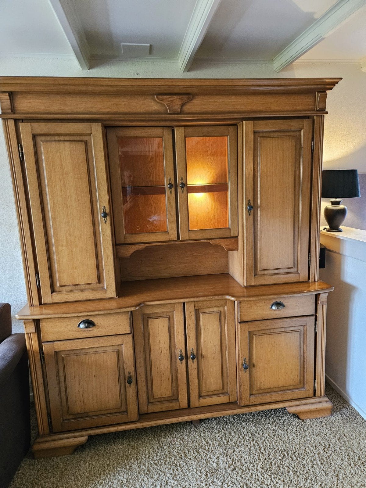 Te koop honingeiken kast, Ophalen, Gebruikt, 200 cm of meer, 150 tot 200 cm