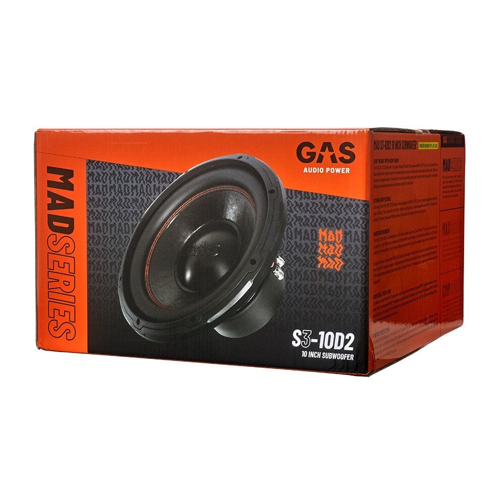 GAS Audio POWER MAD S3-10D2 10 inch subwoofer 500W RMS, Info@optimount.nl, Nieuw, Ophalen of Verzenden, Anholtseweg 48A 7091 HB DINXPERLO