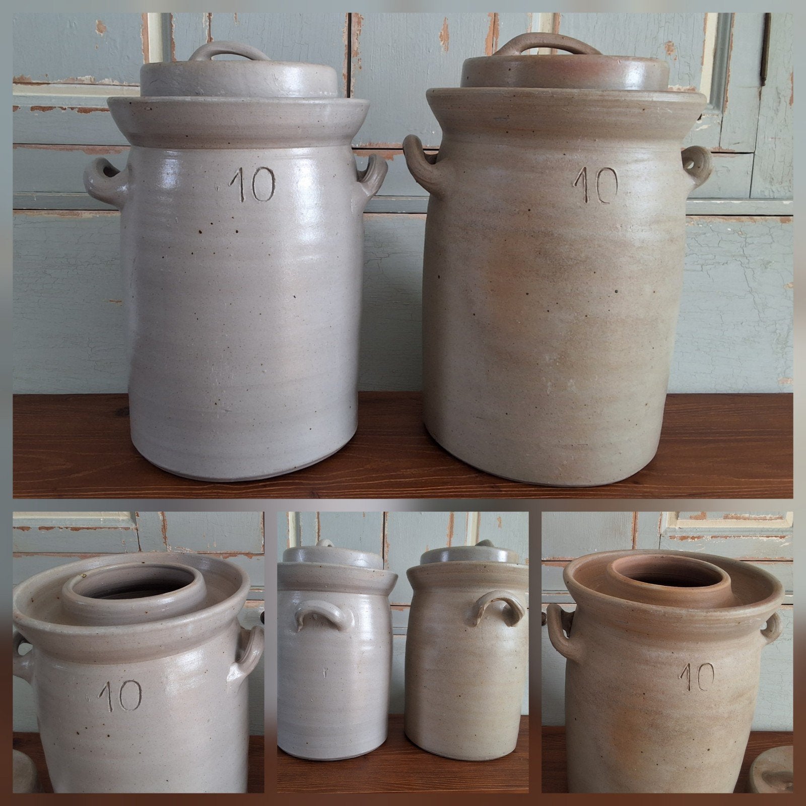 Antieke grespotten met deksel - 10 Liter, Ophalen