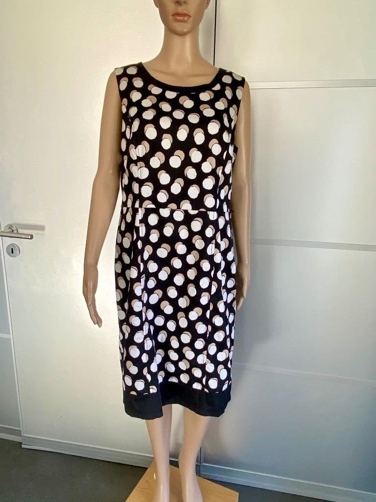 i391 Gerry Weber maat 42=L jurk jurkje zwart/wit/beige, Kleding | Dames, Zwart, Maat 42/44 (L), Ophalen of Verzenden, Zo goed als nieuw
