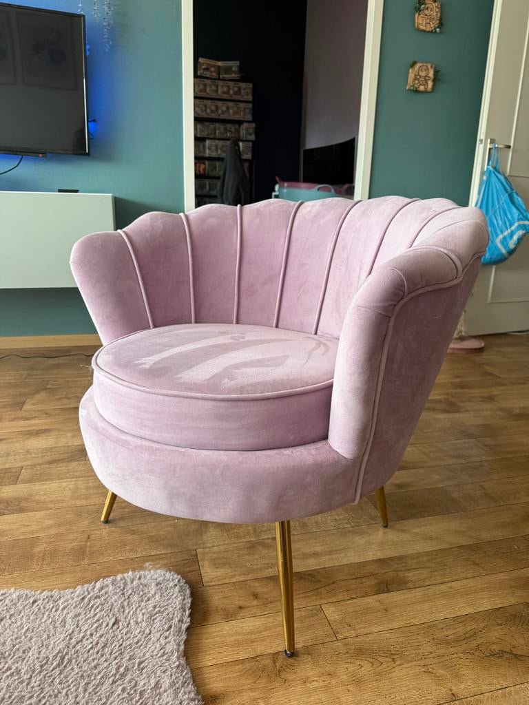 Roze velvet stoel, Ophalen, Overige kleuren, Zo goed als nieuw, Eén