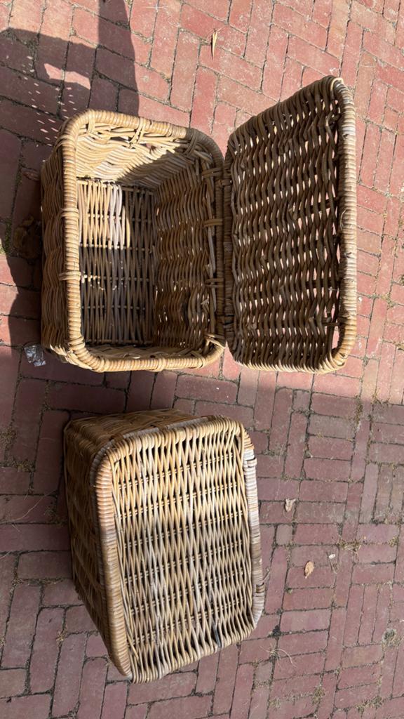Rotan mand met deksel - Opbergmand, Huis en Inrichting, Woonaccessoires | Schalen en Manden, Zo goed als nieuw, Mand, Rechthoekig