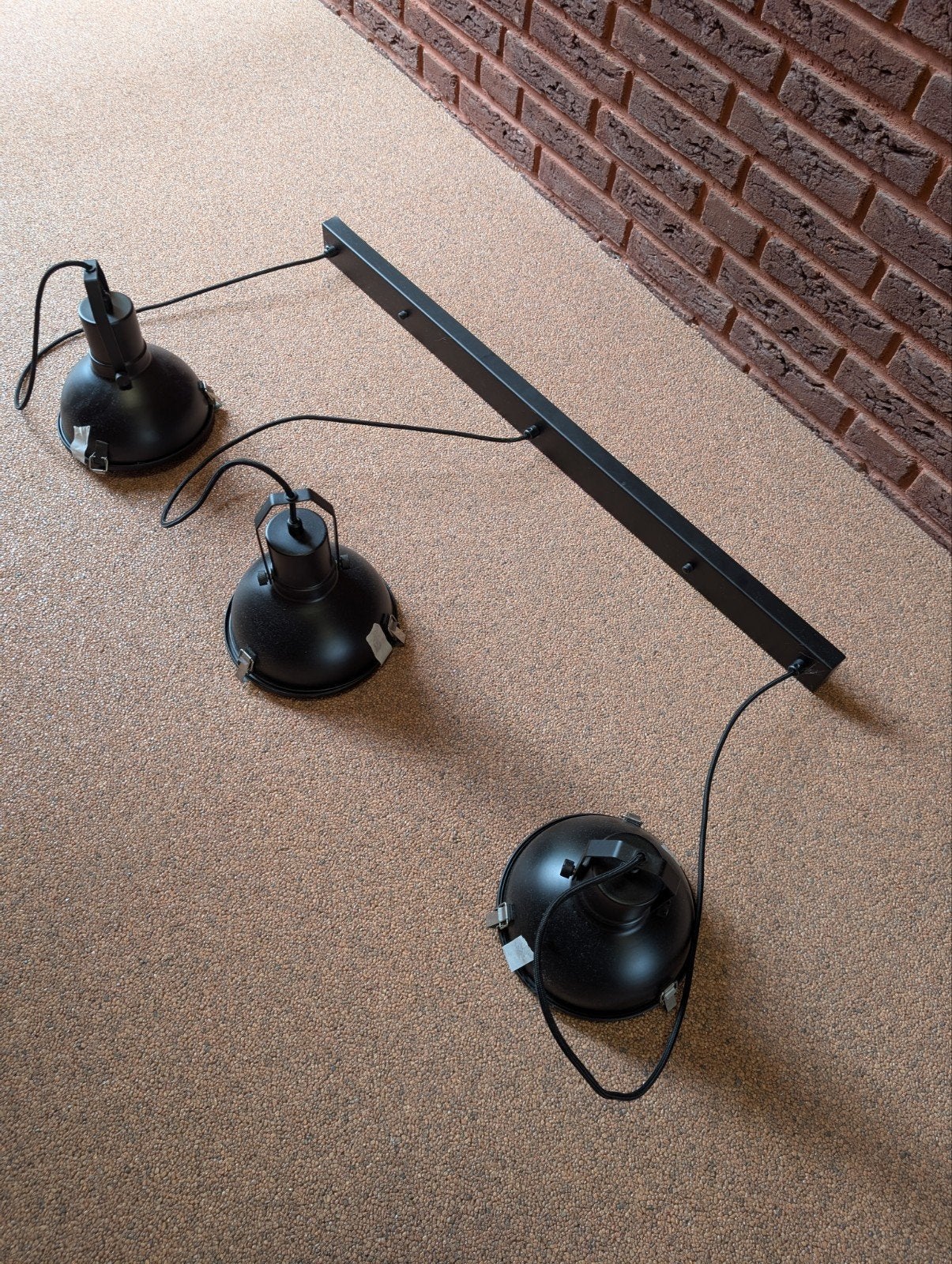 Hanglamp plafond zwart 3-lamps, Ophalen, Gebruikt, Glas, E27 (groot)