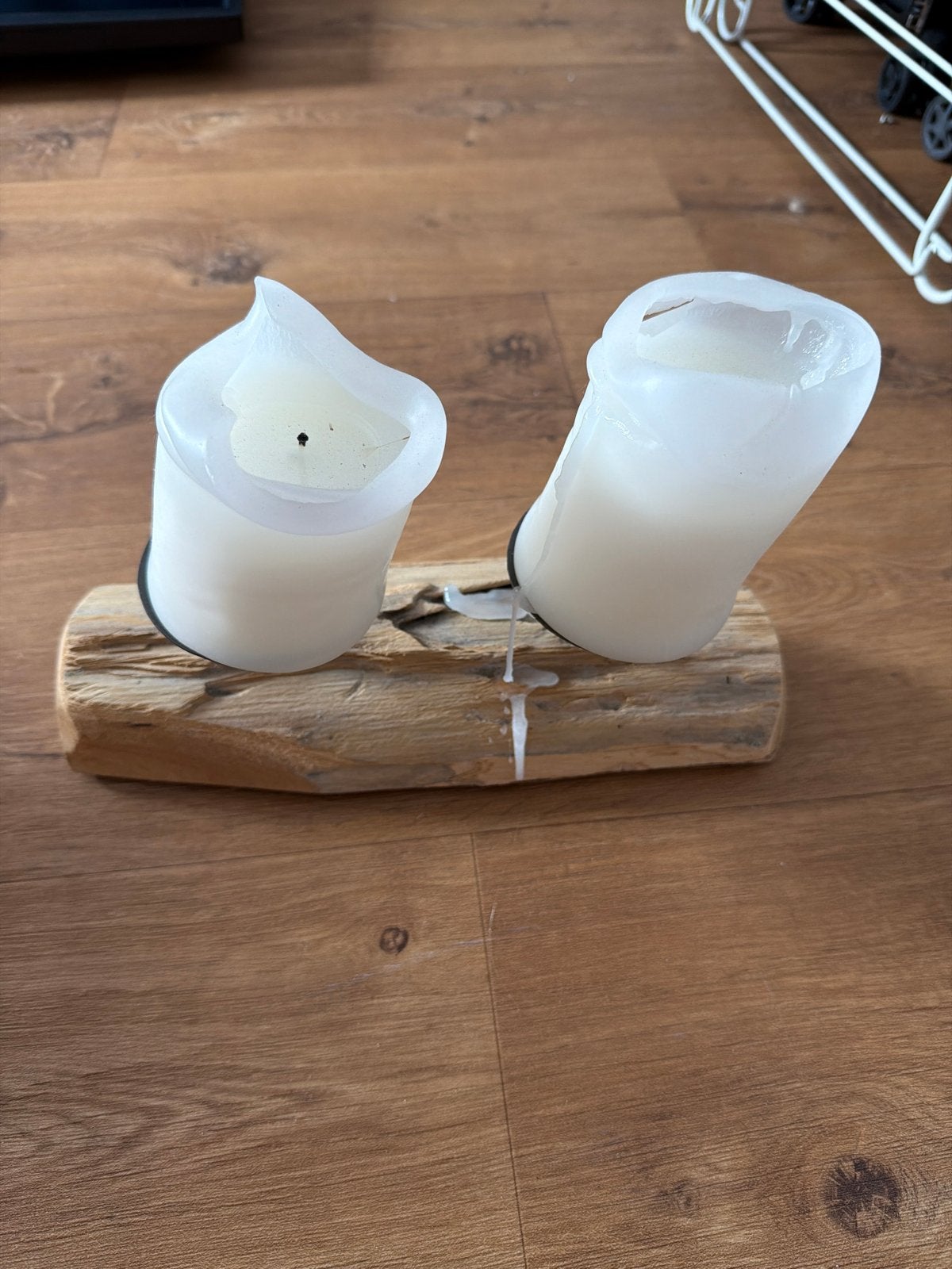 Houten kaarsenhouder met 2 kaarsen, Ophalen, Gebruikt, Bruin, Overige merken