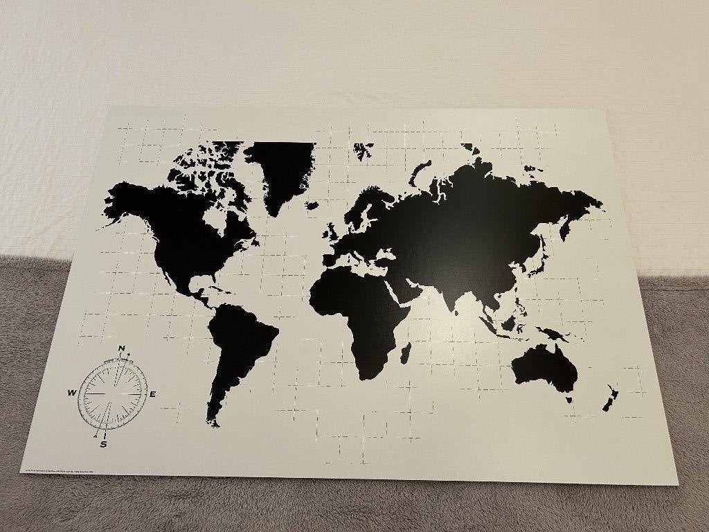 Wall decoration world map | Wanddecoratie wereldkaart, Huis en Inrichting, Ophalen, 67 cm, 95 cm, Zo goed als nieuw