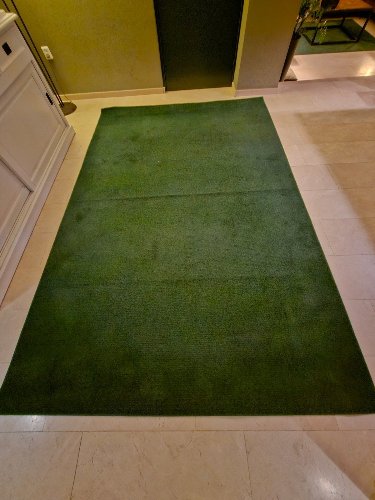 2x IKEA Sporup vloerkleed donkergroen (170x240 & 200x300), Ophalen, Gebruikt, 150 tot 200 cm, 200 cm of meer