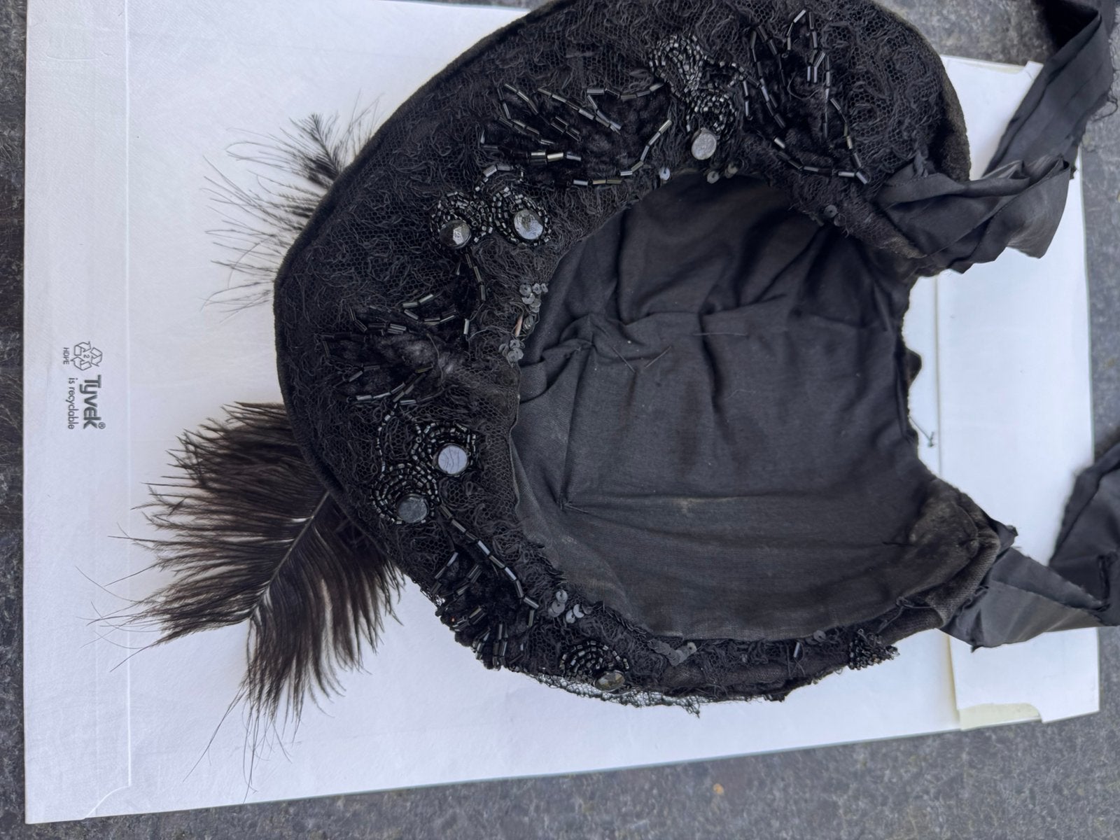 Antiek Rouwhoedje, Ophalen of Verzenden, Gedragen, Hoed